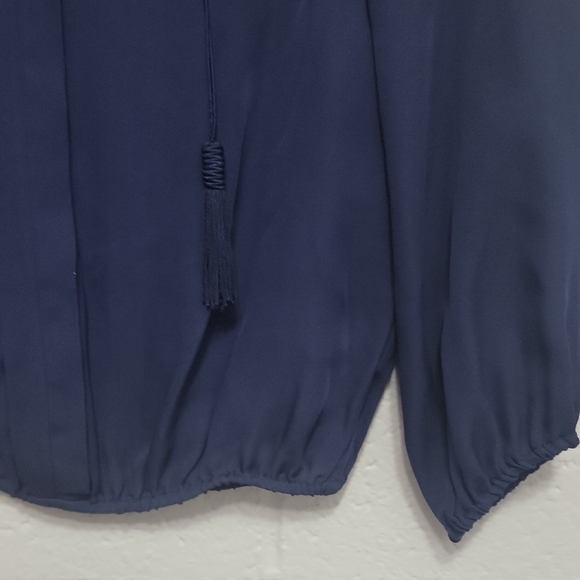 Joie Deep Blue Silk Blouse with Tassel Details - Picture 8 of 14